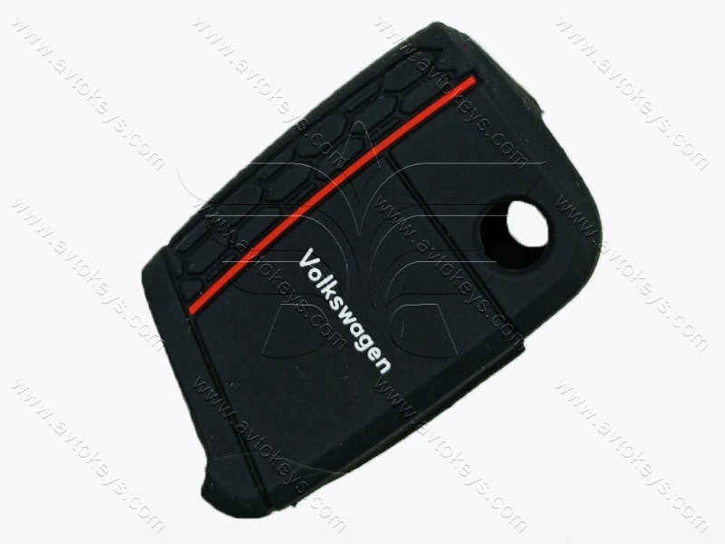 Силіконовий чорний чохол для викидного ключа Volkswagen, Audi, Seat, Skoda, 3 кнопки, тип 3