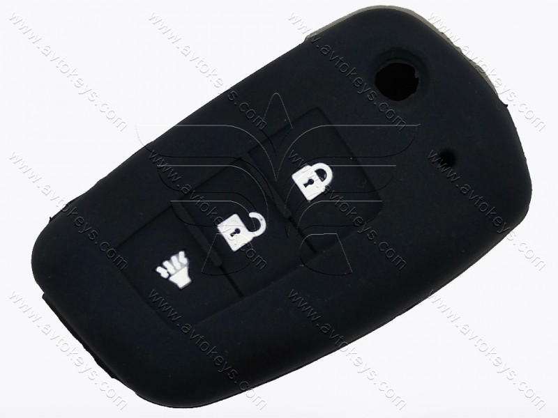 Силіконовий чорний чохол для ключа Nissan, 2+1 кнопки