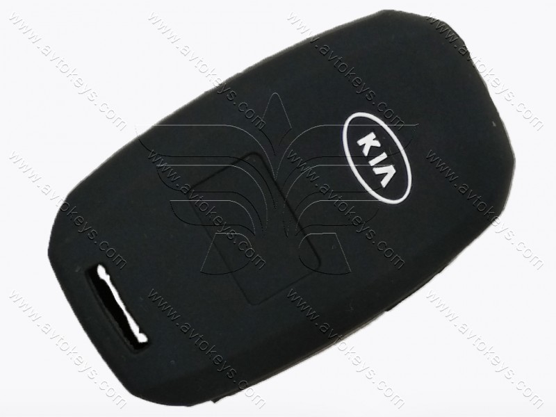 Силіконовий чорний чохол для ключа викидного Kia Sportage, 3+1 кнопки, з емблемою