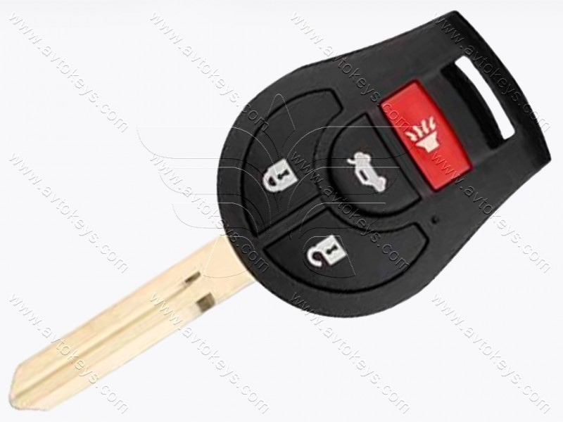 Ключ Nissan 350Z, Versa, Sentra та інші, 315 Mhz, CWTWB1U751, PCF7936A/ Hitag 2/ ID46, 3+1 кнопки, лезо NSN14