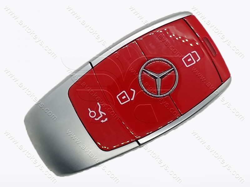 Корпус смарт ключа Mercedes W213, W205, W222, 3 кнопки, червоний, OEM