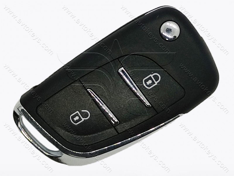 Корпус викидного ключа Citroen, 2 кнопки, з місцем під батарейку, лезо VA2, з лого, під переробку