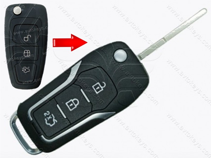 Корпус викидного ключа Ford, 3 кнопки, лезо HU-101, під переробку