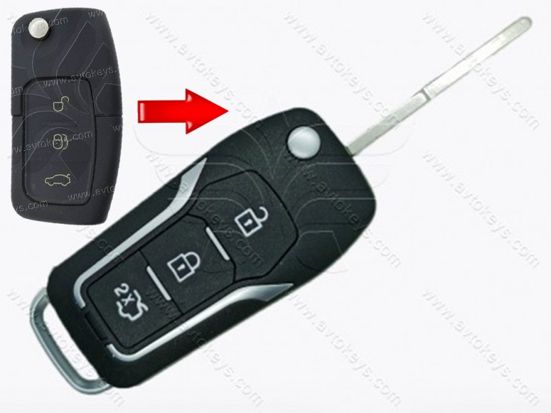 Корпус викидного ключа Ford, 3 кнопки, лезо HU-101, під переробку