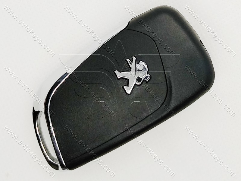 Корпус викидного ключа Peugeot, 2 кнопки, з місцем під батарейку, лезо HU83, з лого