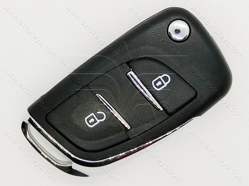Корпус викидного ключа Peugeot, 2 кнопки, з місцем під батарейку, лезо VA2, з лого