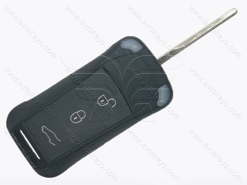 Корпус викидного ключа Porsche Cayenne, кнопки 3+1, лезо HU66