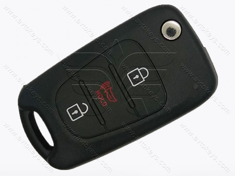 Корпус викидного ключа Hyundai/Kia, кнопки 2+1, лезо TOY48, червоний HOLD