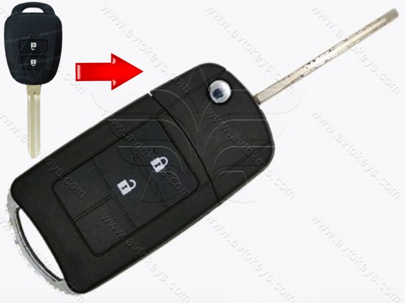 Корпус викидного ключа Toyota, 2 кнопки, лезо TOY43, під переробку
