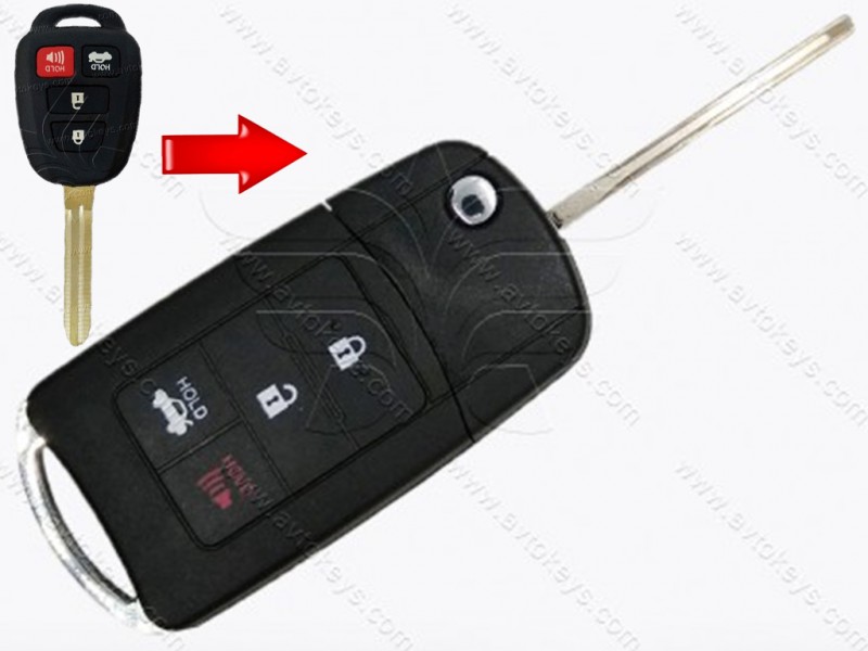 Корпус викидного ключа Toyota, 3+1 кнопки, лезо TOY43, під переробку