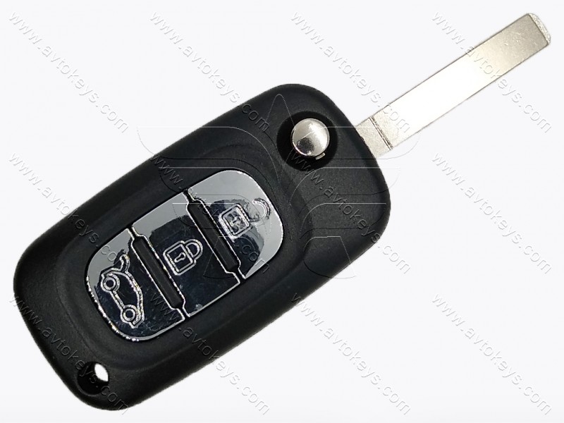 Корпус викидного ключа Renault Clio 4, Twingo, 3 кнопки, лезо VA2, лого