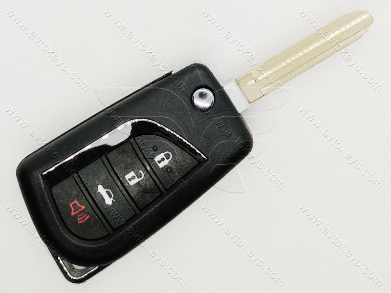 Корпус викидного ключа Toyota, 3+1 кнопки, з місцем під батарейку 2016, лезо TOY43