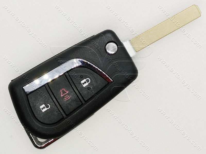 Корпус викидного ключа Toyota, 2+1 кнопки, з місцем під батарейку 2016, лезо TOY51