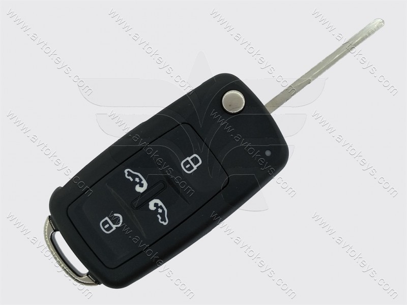 Корпус викидного ключа Volkswagen 4 кнопки, лезо HU66