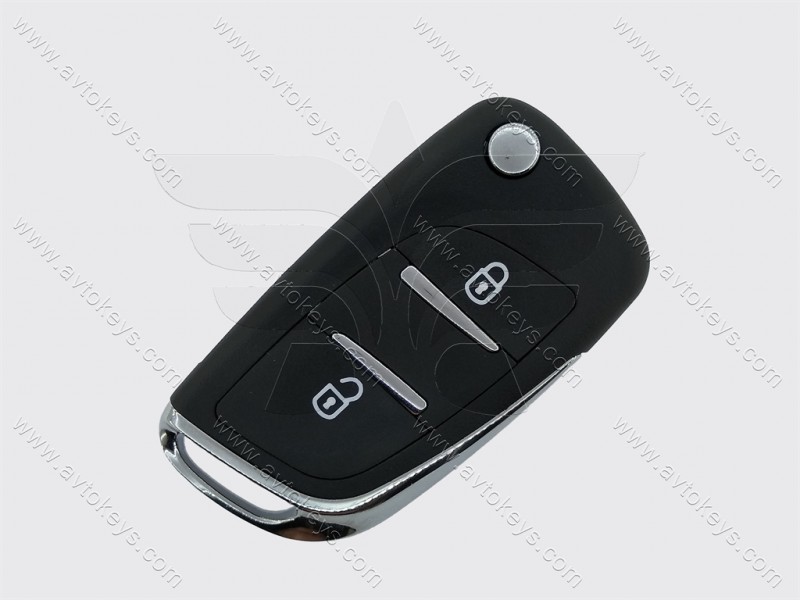 Корпус викидного ключа Citroen/Peugeot, 2 кнопки, з місцем під батарейку, лезо VA2