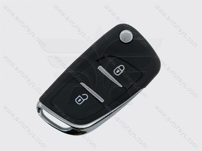 Корпус викидного ключа Citroen/Peugeot, 2 кнопки, з місцем під батарейку, лезо HU83