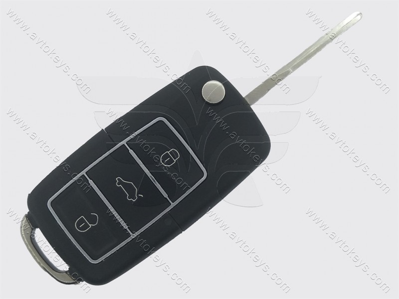 Корпус викидного ключа Volkswagen, Skoda, Seat, 3 кнопки, лезо HU66, водонепроникний