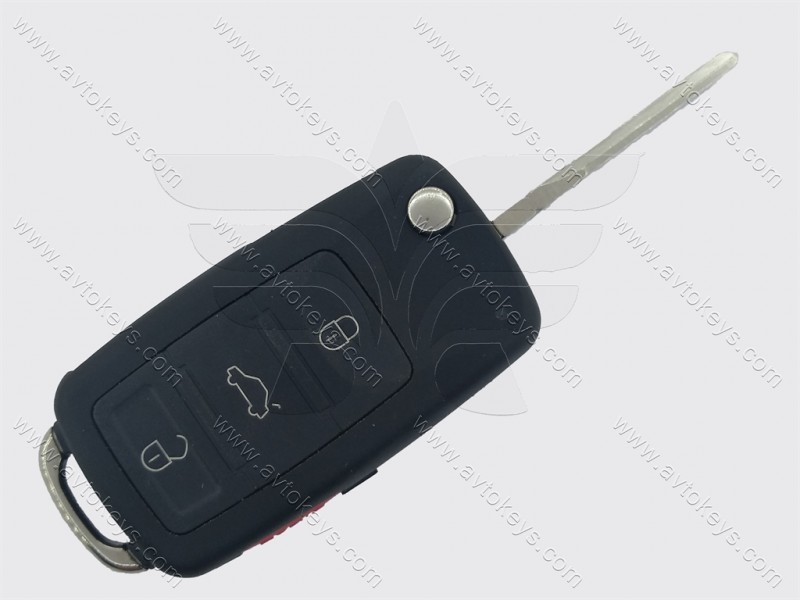 Корпус викидного ключа Volkswagen Touareg, Audi A8, кнопки 3+1, лезо HU66