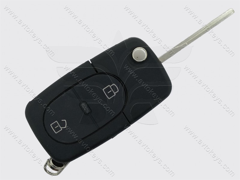 Корпус викидного ключа Volkswagen New Beetle, Golf, Jetta, Passat, 2 кнопки, лезо HU66, з місцем під батарейку 2032