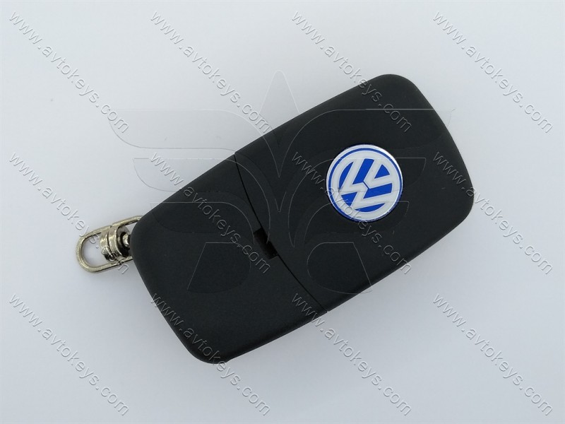 Корпус викидного ключа Volkswagen New Beetle, Golf, Jetta, Passat, 3 кнопки, лезо HU66, з місцем під батарейку 2032