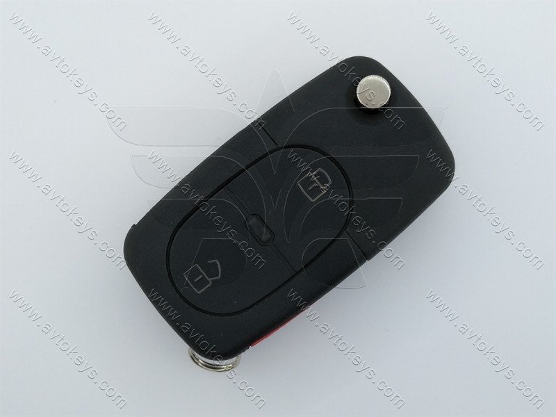 Корпус викидного ключа Volkswagen New Beetle, Golf, Jetta, Passat, кнопки 2+1, лезо HU66, з місцем під батарейку 2032