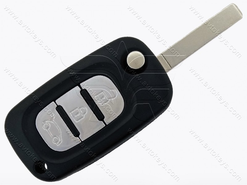 Корпус викидного ключа Renault Clio 4, Twingo, 3 кнопки, лезо VA2, без лого