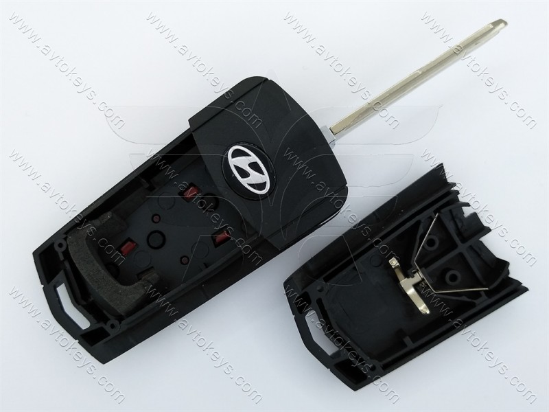 Корпус викидного ключа Hyundai/Kia, 2 кнопки, лезо HYN6, під переробку, з місцем під батарейку, тип 3