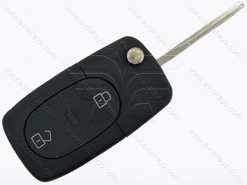 Корпус викидного ключа Audi 2+1 кнопки, з місцем під батарейку 1616, лезо HU66