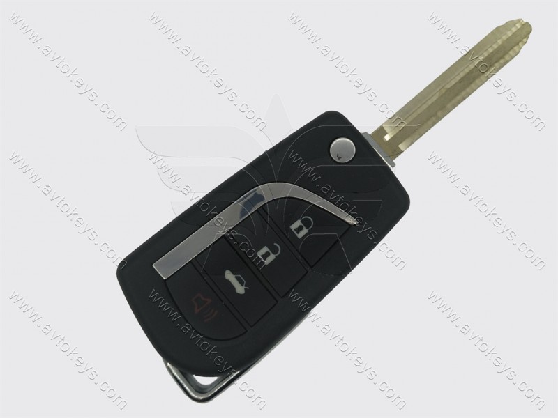 Корпус викидного ключа Toyota Avensis та інші, 3+1 кнопки, з місцем під батарейку 1620, лезо TOY43