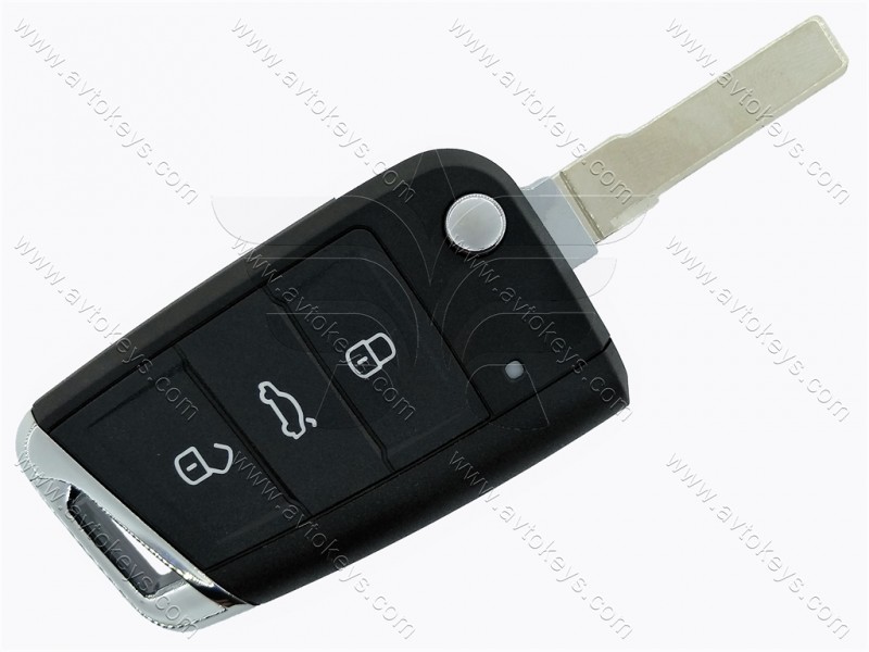 Корпус викидного ключа Volkswagen, Skoda, Seat, 3 кнопки, лезо HU66, MQB, тип 2