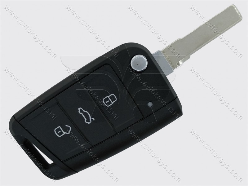 Корпус викидного ключа Volkswagen, Skoda, Seat, 3 кнопки, лезо HU66, MQB, тип 3