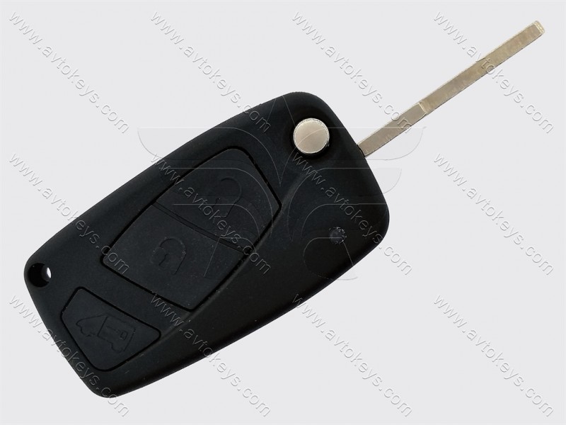 Корпус викидного ключа Fiat, 3 кнопки, лезо SIP22, кріплення батарейки ззаду