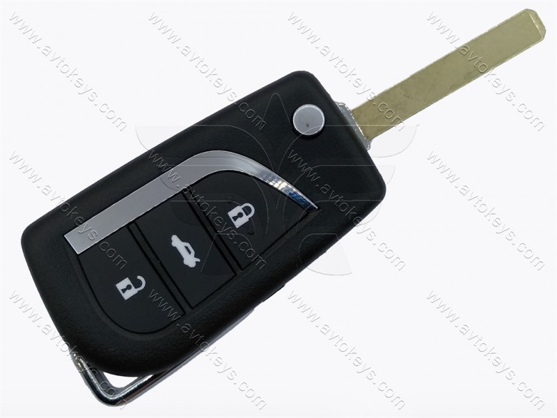 Корпус викидного ключа Toyota, 3 кнопки, з місцем під батарейку 1620, лезо VA2