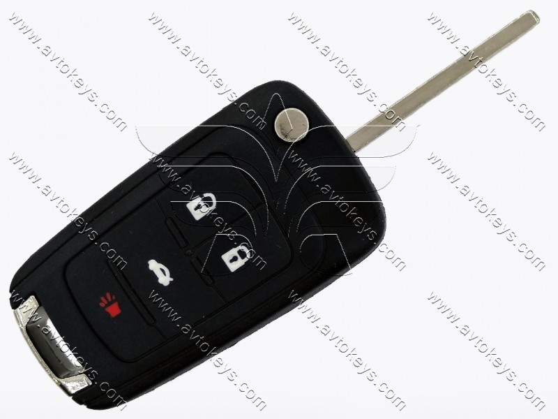 Корпус викидного ключа Chevrolet Cruze, Impala, SS, кнопки 3+1, лезо HU100, тип 1