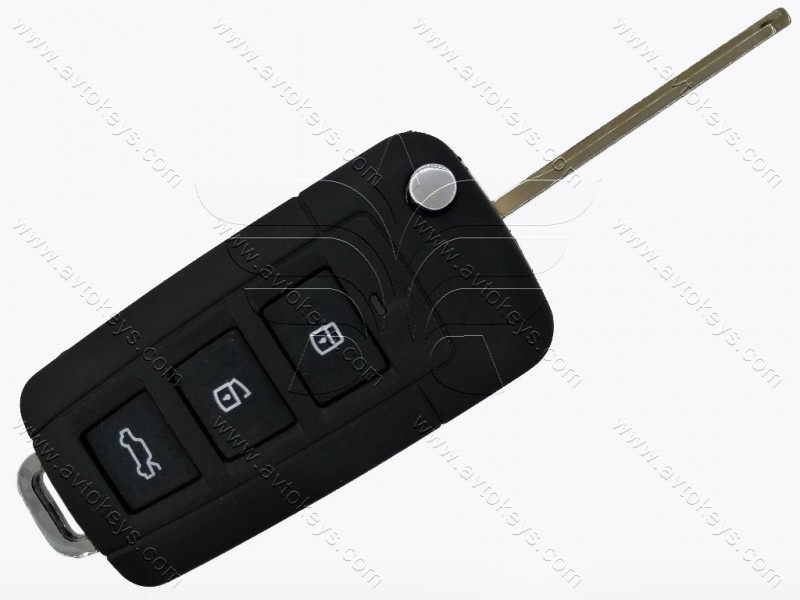 Корпус викидного ключа Hyundai/Kia, 3 кнопки, лезо HYN14R, під переробку, без місця під батарейку, тип 2