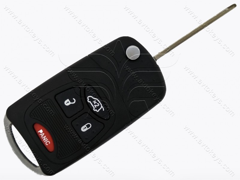 Корпус викидного ключа Chrysler/Doodge/Jeep, 3+1 кнопки, тип 2, лезо СY22, під переробку