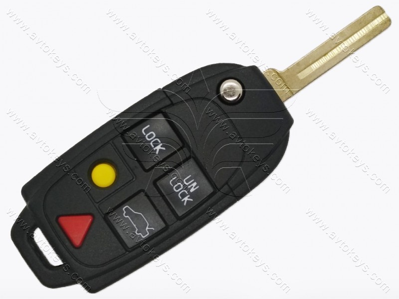 Корпус викидного ключа Volvo S60, V70, XC70, S80, XC90, 4+1 кнопки