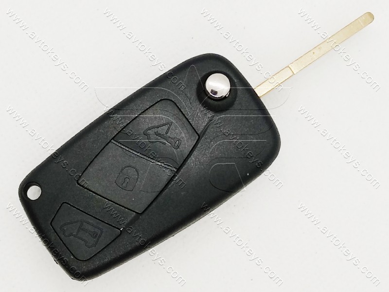Викидний ключ Fiat Fiorino/ Qubo, Citroen Nemo, Peugeot Bipper, 433 Mhz, PCF7946A/ Hitag 2/ ID46, 3 кнопки, лезо SIP22