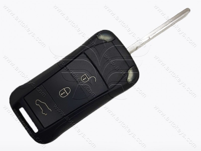 Викидний ключ Porsche Cayenne, 433 Mhz, KR55WK45022, PCF7946A/ Hitag 2/ ID46, 3 кнопки