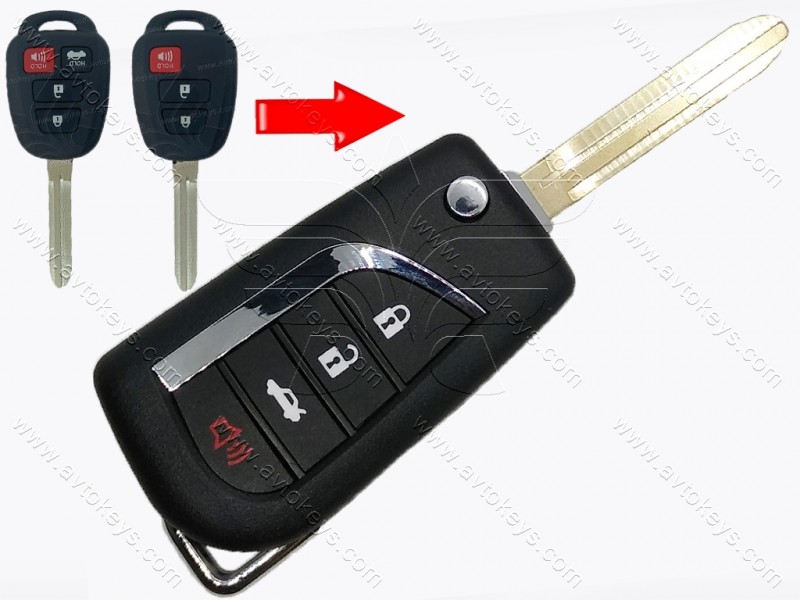 Викидний ключ Toyota Camry, Corolla, 315 Mhz, HYQ12BDM, 8A/H-чіп, 3+1 кнопки, лезо TOY43