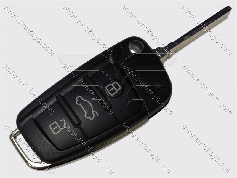 Викидний ключ Audi A4, S4, RS4, 433 Mhz, 8E0 837220 Q/K/D, ID48, 3 кнопки, лезо HU66
