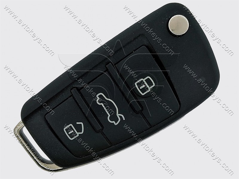 Викидний ключ Audi A4, S4, RS4, 433 Mhz, 8E0 837220 Q/K/D, ID48, 3 кнопки, лезо HU66