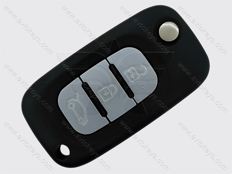 Викидний ключ Renault Fluence, Clio, 433 Mhz, PCF7947A/ Hitag 2/ ID46, 3 кнопки, лезо VA2