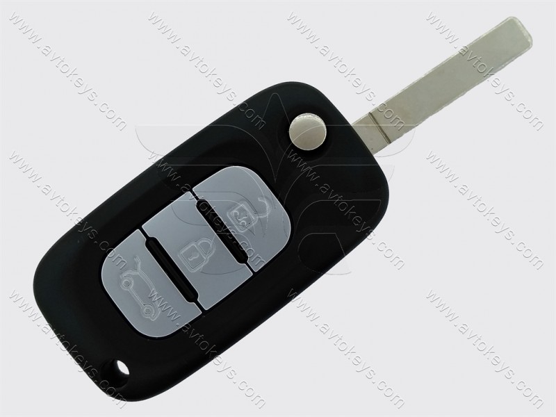 Викидний ключ Renault Fluence, Megane III, 433 Mhz, PCF7961A/ Hitag 2/ ID46, 3 кнопки, лезо VA2