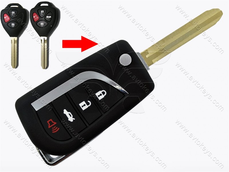Викидний ключ Toyota Rav4, Camry, Corolla, 315 Mhz, HYQ12BBY, 4D-67, 3+1 кнопки, лезо TOY43