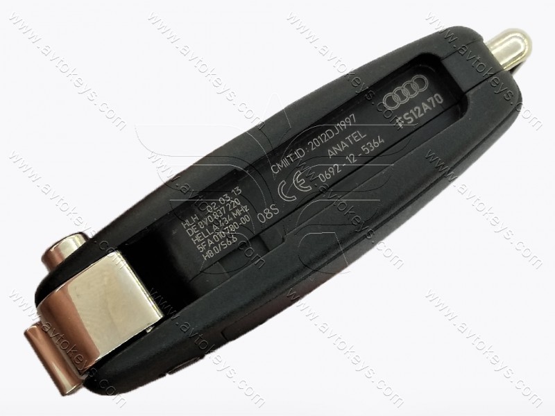 Викидний ключ Audi A3, S3, RS3, 434 Mhz, 8V0 837220, ID49/ Megamos AES/ MQB, 3 кнопки, HU66, OEM