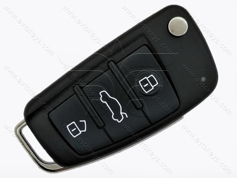 Викидний ключ Audi Q2, 434 Mhz, 81A 837 220D, ID49/ Megamos AES/ MQB, 3 кнопки, лезо HU162t, Keyless Go