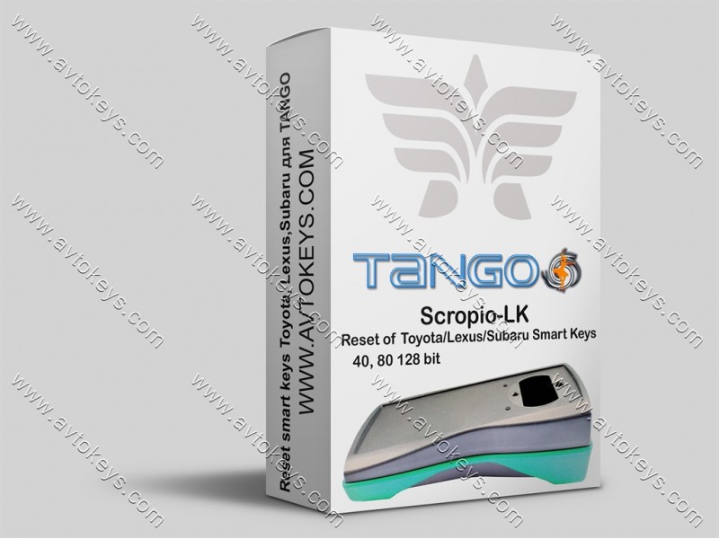 Спеціальна функція Reset of Toyota/Lexus/Subaru Smart keys 40, 80, 128 bit, для програматора Tango, Scorpio-LK