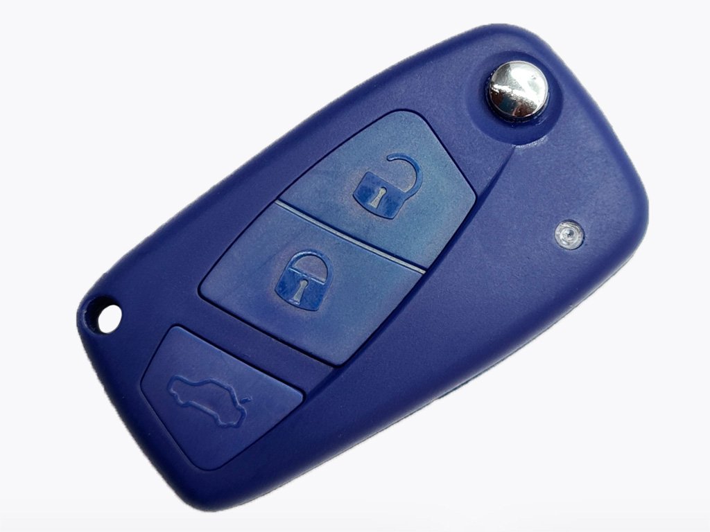 Корпус викидного ключа Fiat, 3 кнопки, лезо SIP22, кріплення батарейки ззаду