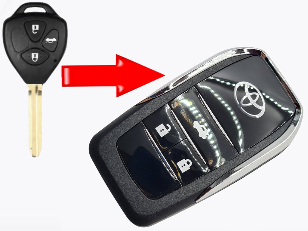 Корпус викидного ключа Toyota Camry, Corolla, Avalon, Land Cruiser Prado, 3 кнопки, лезо TOY43, під переробку